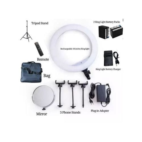18-Inch Rechargeable Ring Light WITH BATTERY