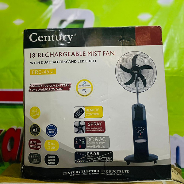 Century 18 inches Rechargeable Mist Fan