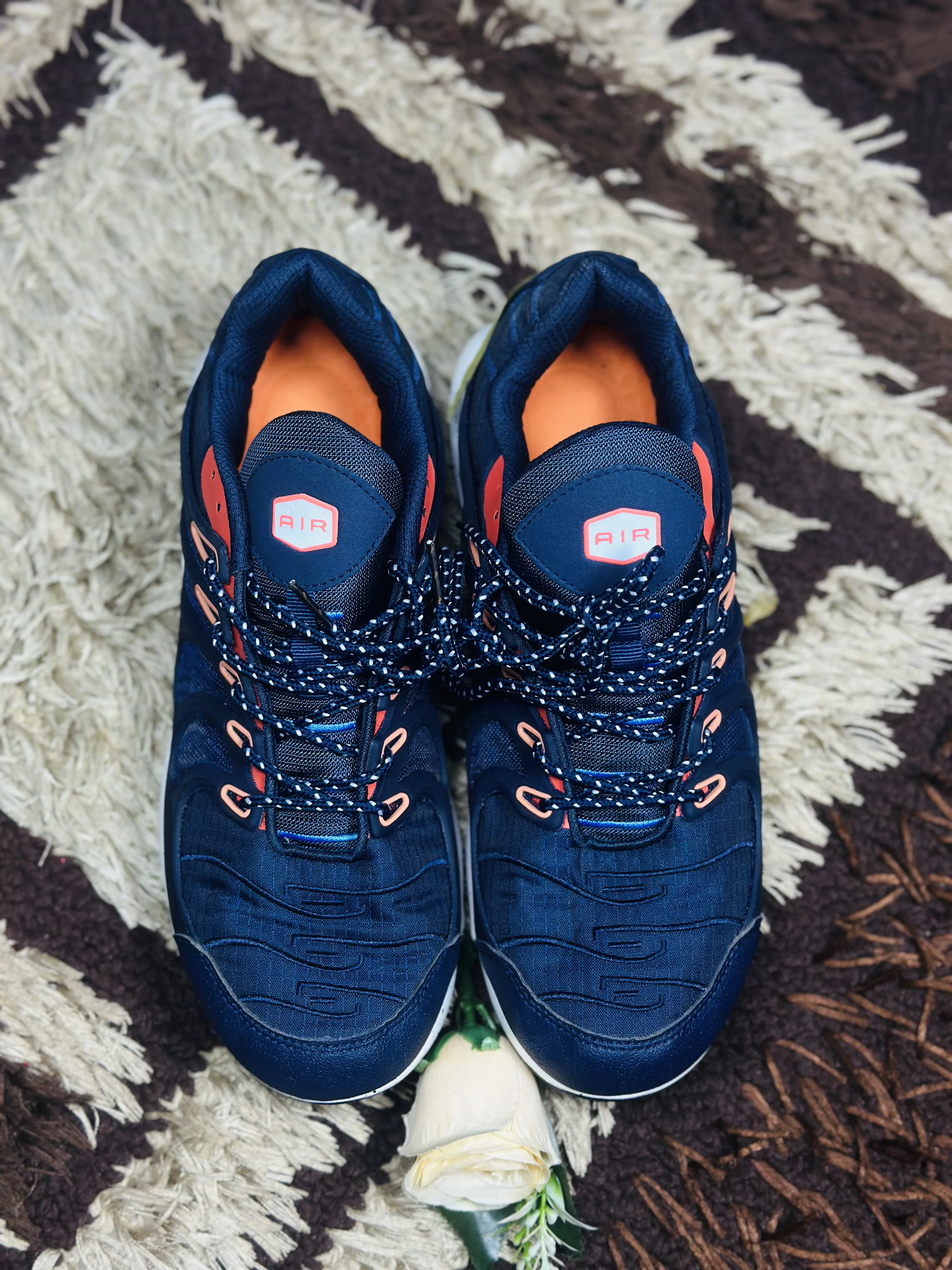 43 Obsidian Blue and Orange Air Max Plus TN Sneakers