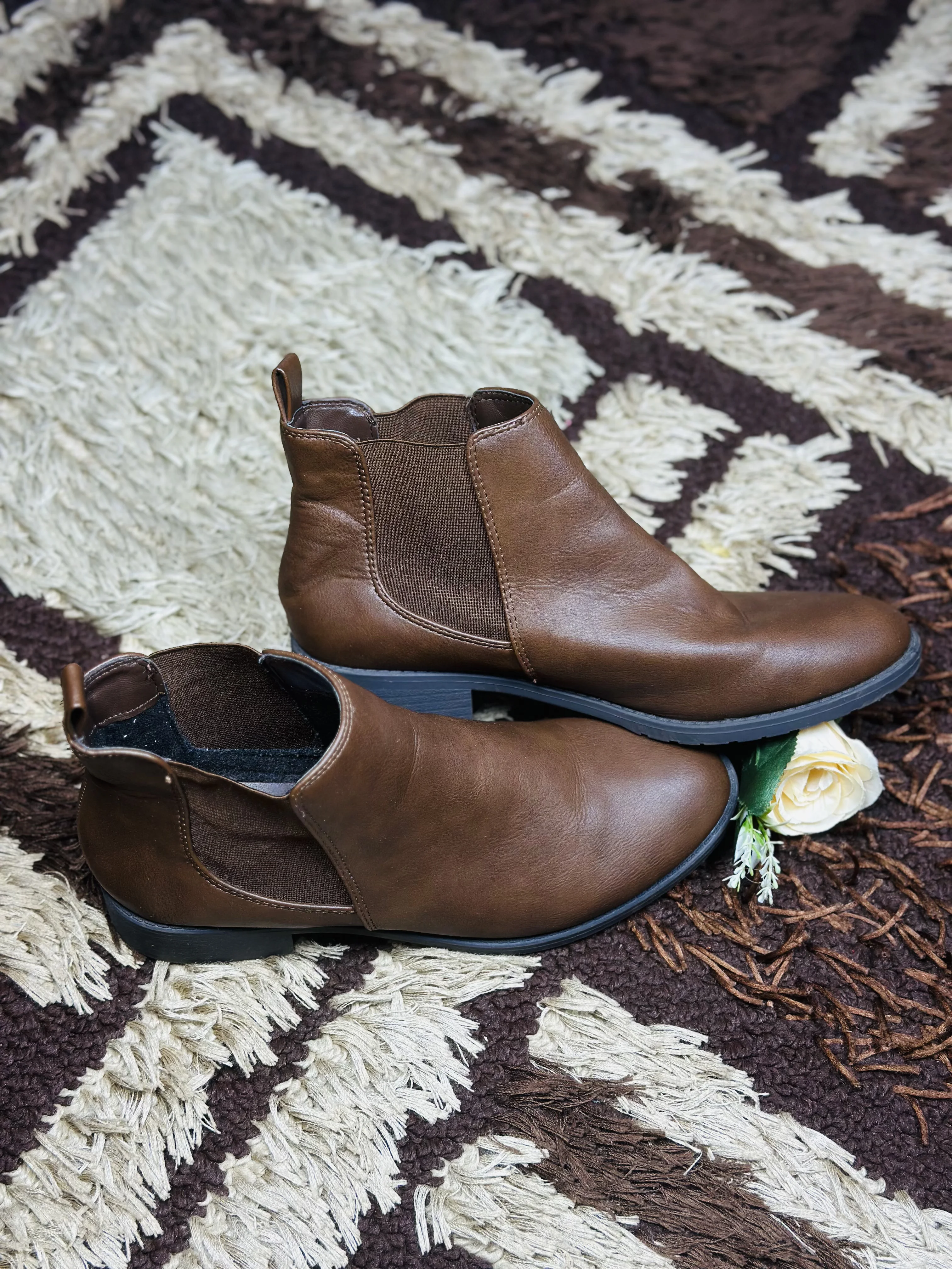 38 George Softsoles Brown Faux Leather Chelsea Boot