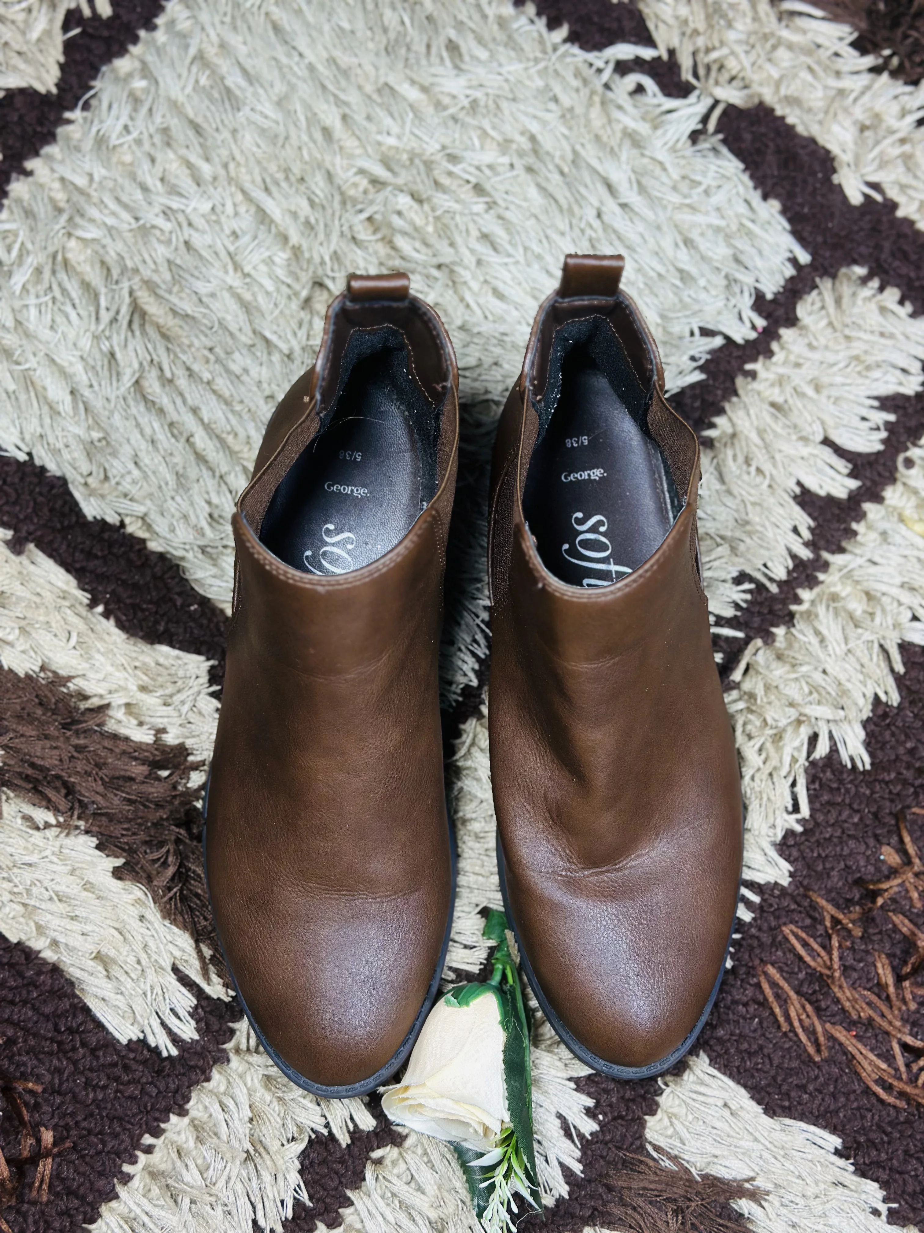 38 George Softsoles Brown Faux Leather Chelsea Boot