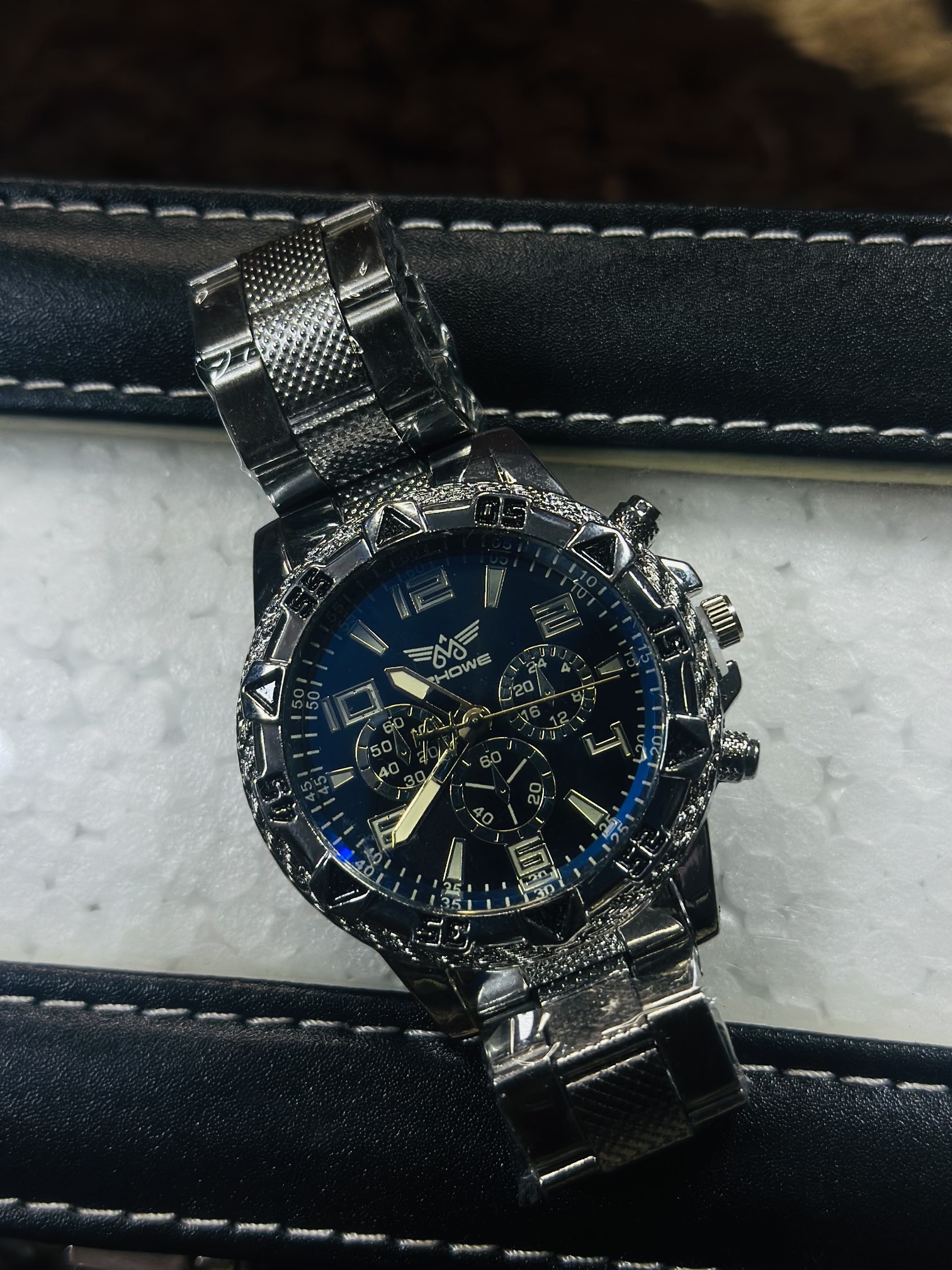 Luxury Silver Black zhowe Men Quartz Wristwatch