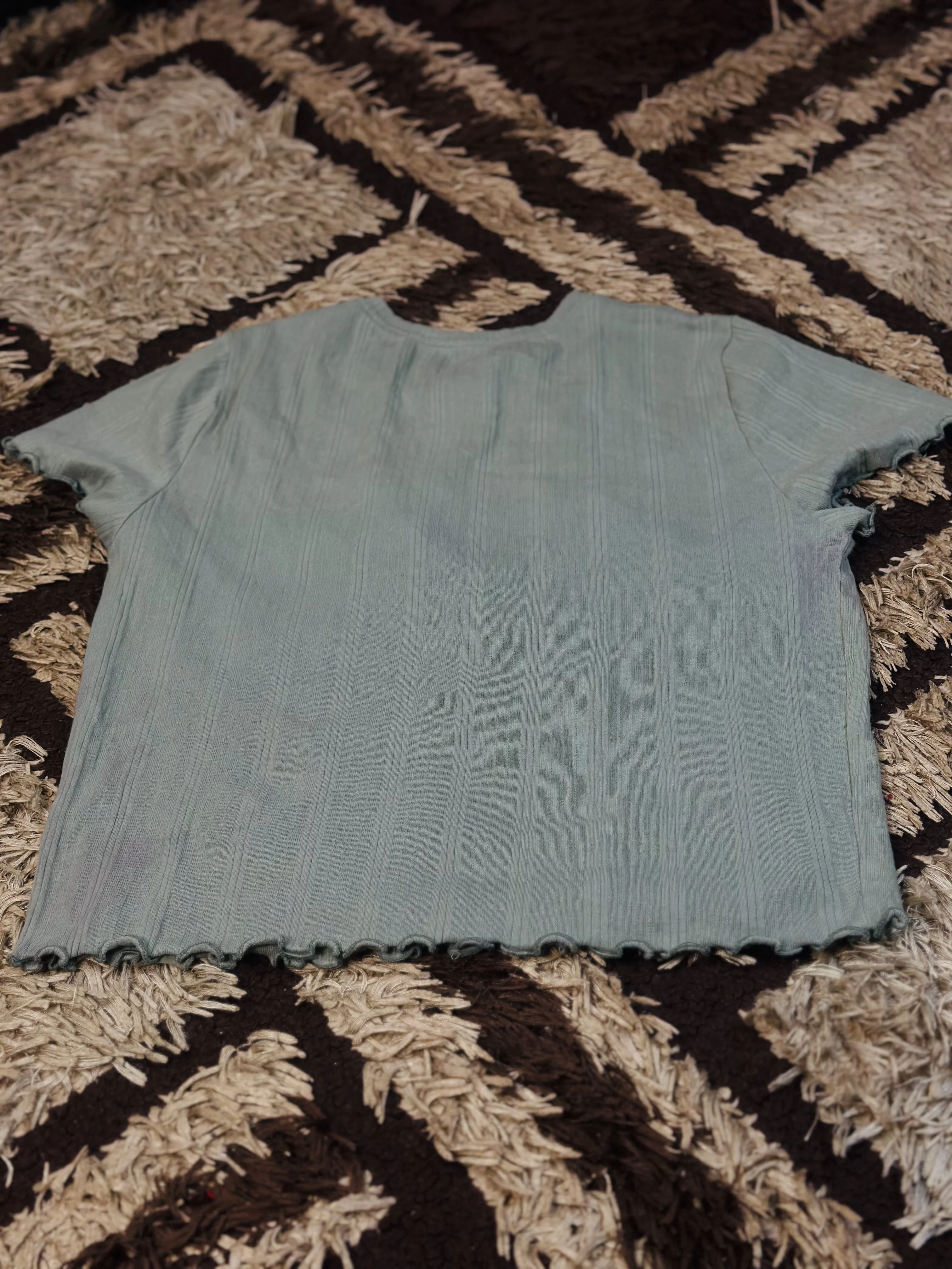 10 to 16 Years Children Olive Green Ribbed Shirt