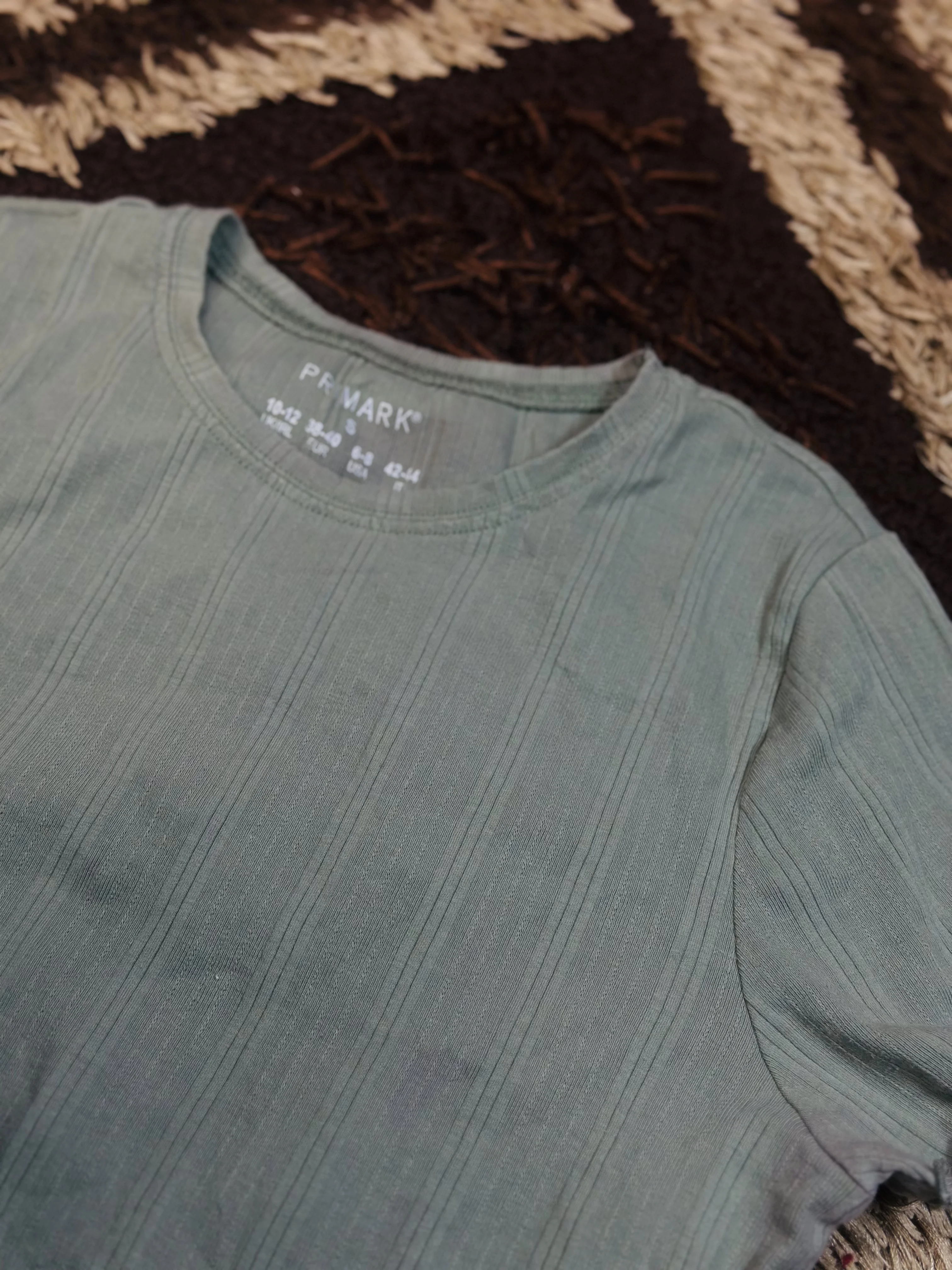 10 to 16 Years Children Olive Green Ribbed Shirt