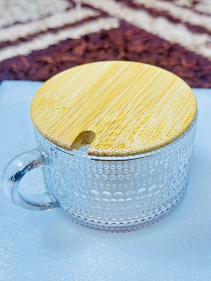 4Pcs  Set Vintage Clear Embossed Glass cup