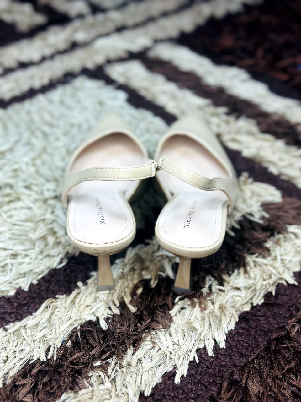 Beige Pointed Toe Slingback Shoe