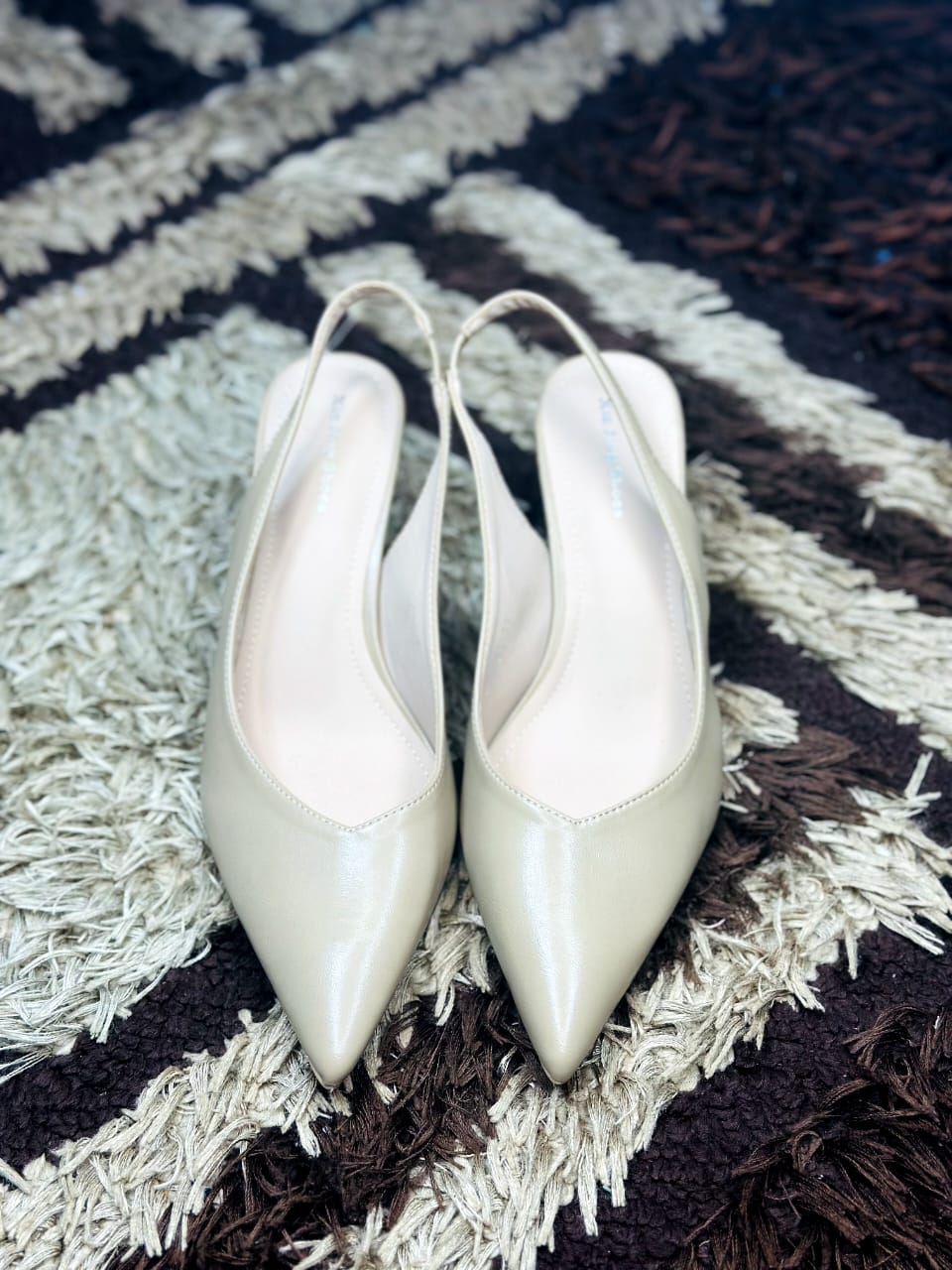 Beige Pointed Toe Slingback Shoe