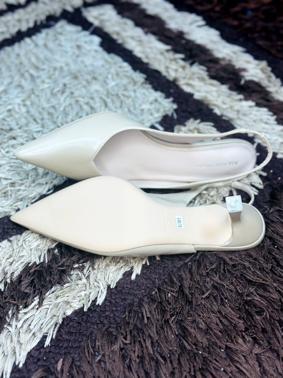 Beige Pointed Toe Slingback Shoe